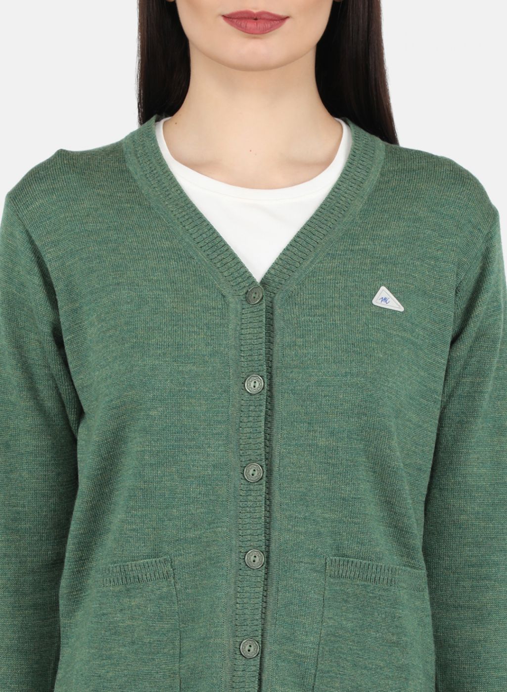 Women Green Solid Cardigan