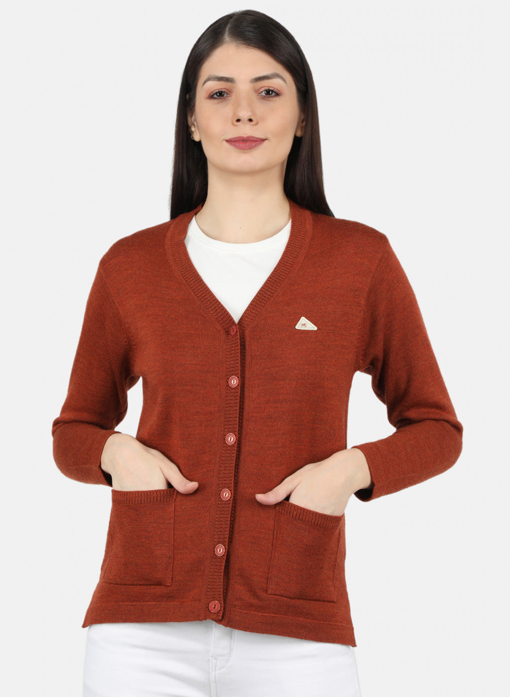 Women Orange Solid Cardigan