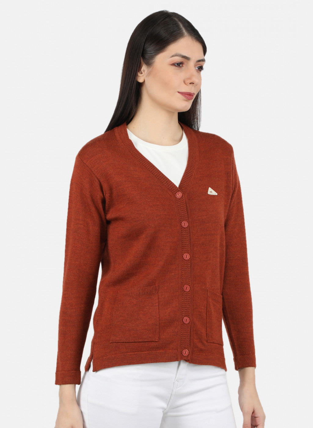 Women Orange Solid Cardigan