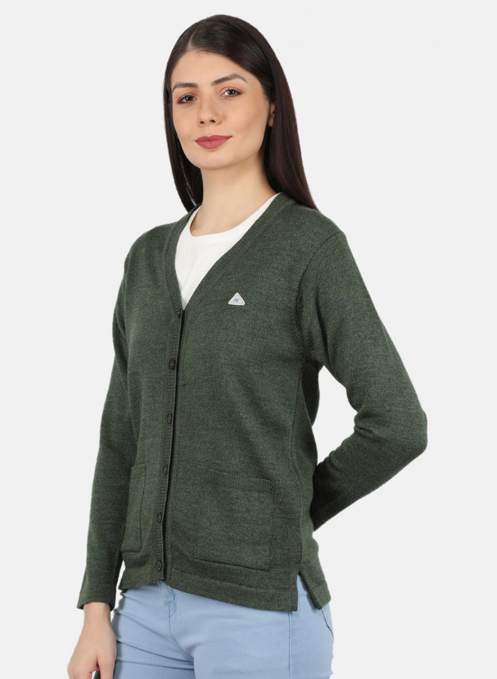 Women Olive Solid Cardigan