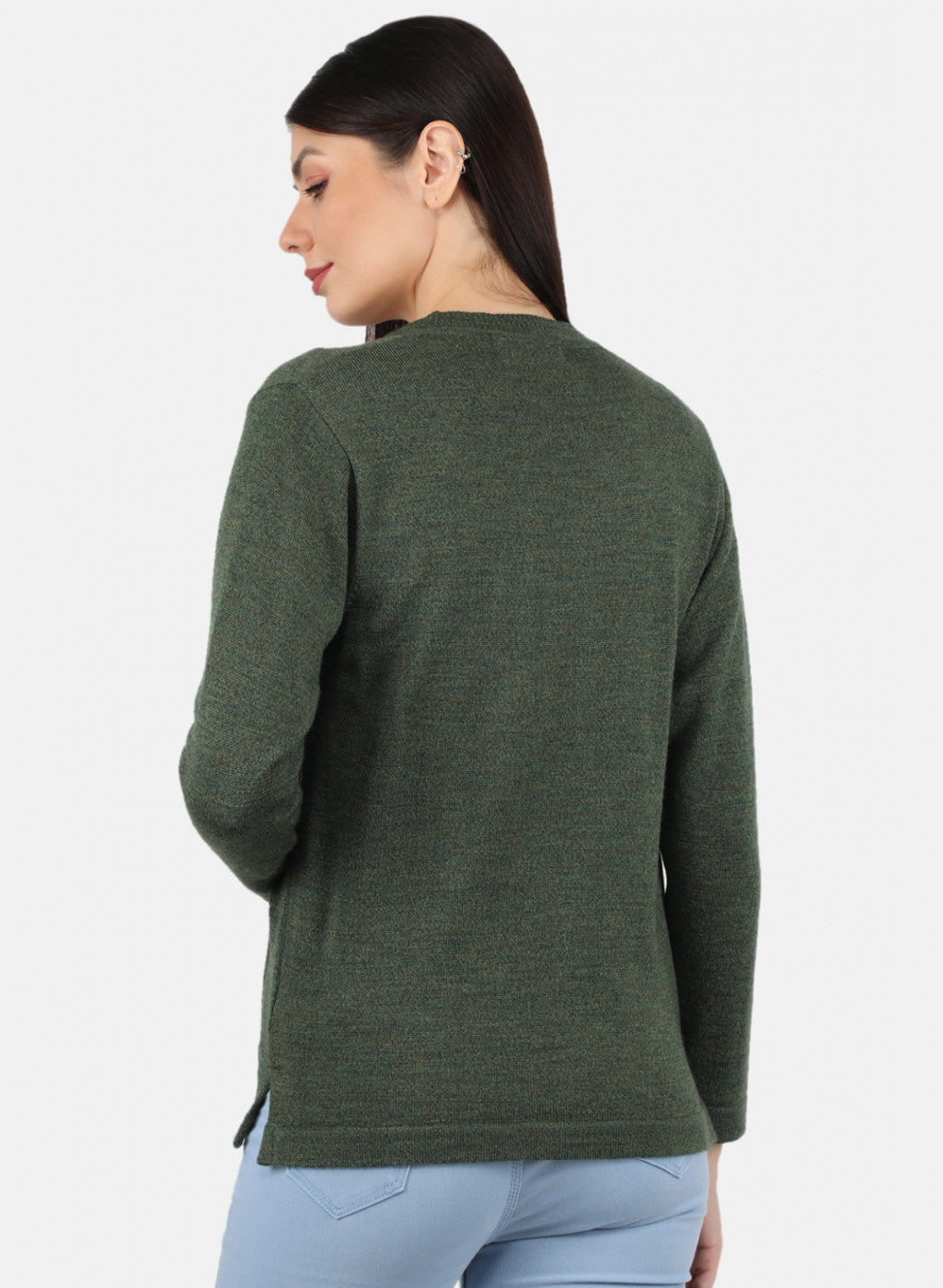 Women Olive Solid Cardigan