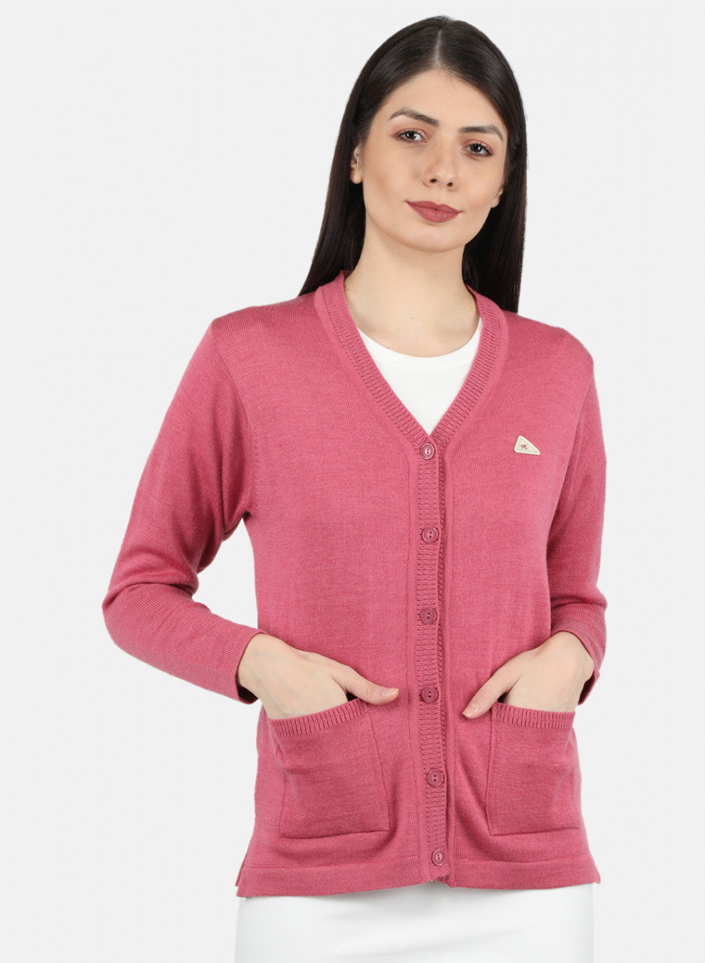 Women Pink Solid Cardigan