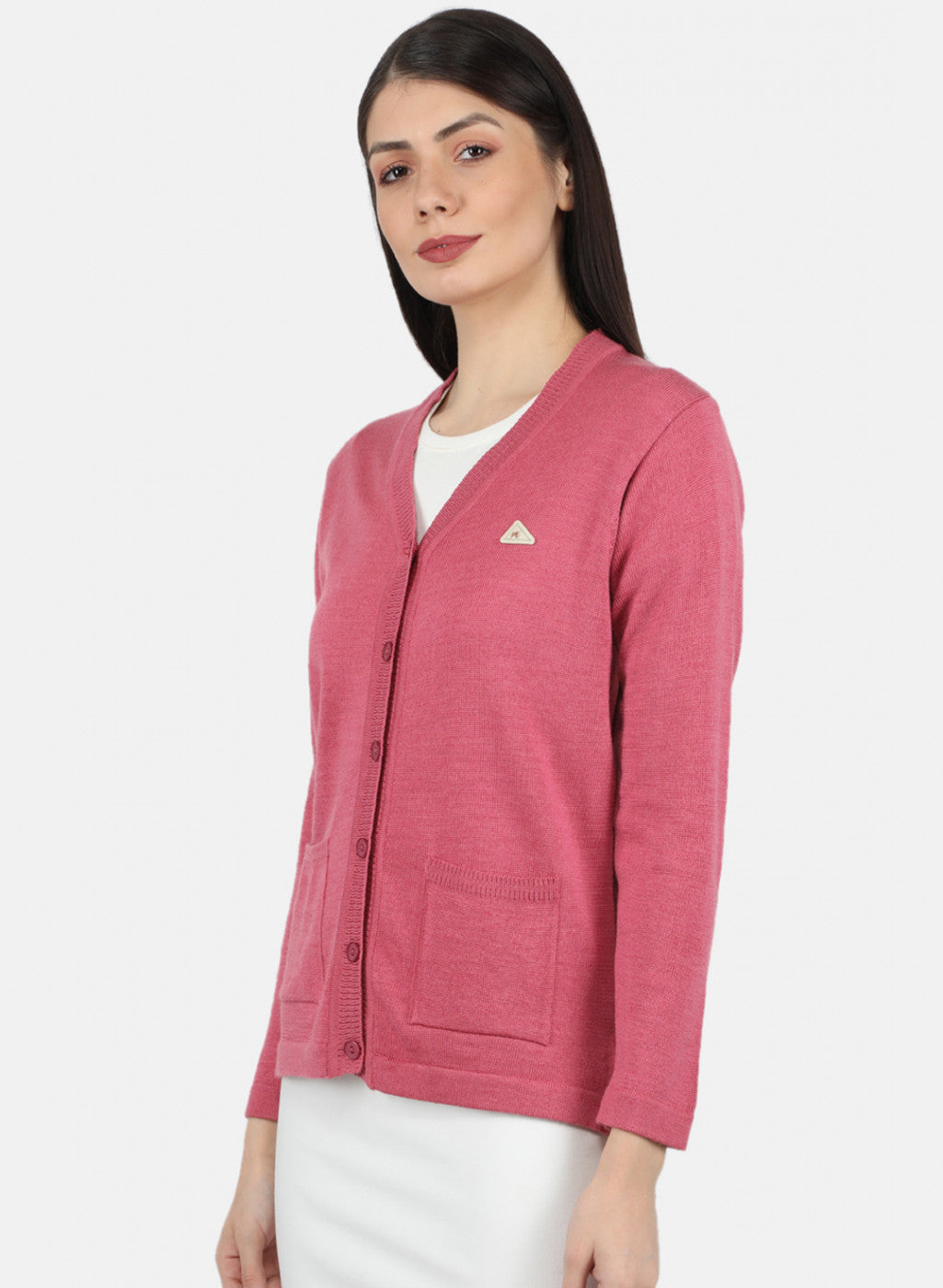 Women Pink Solid Cardigan