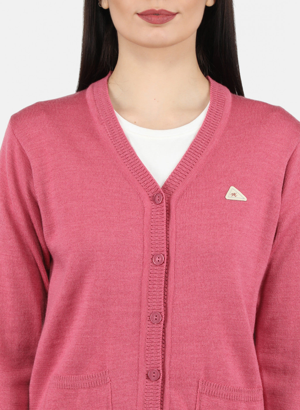 Women Pink Solid Cardigan