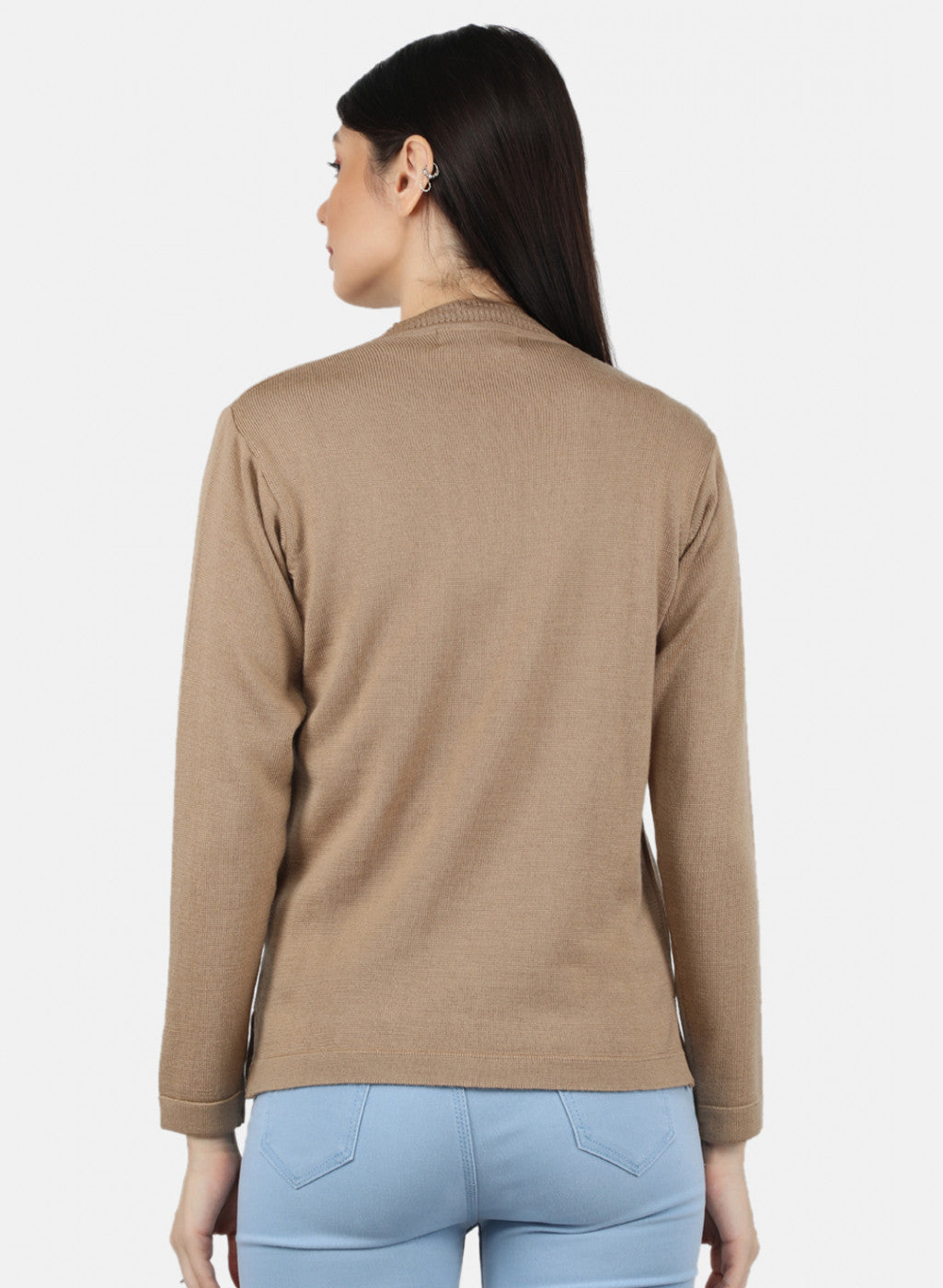 Women Beige Solid Cardigan