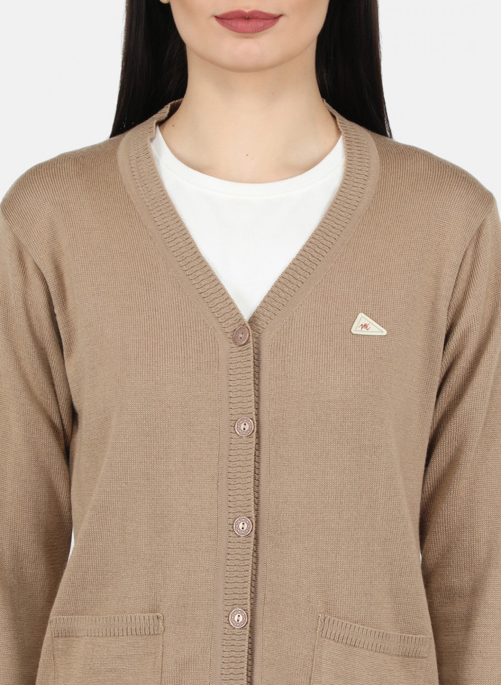 Women Beige Solid Cardigan