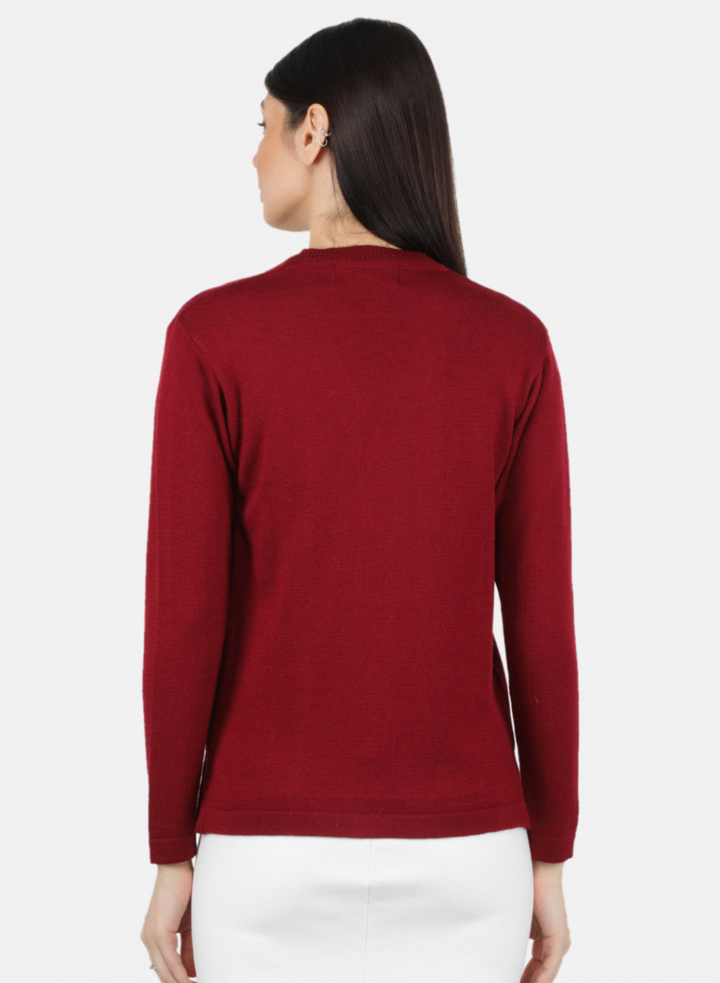 Women Maroon Solid Cardigan