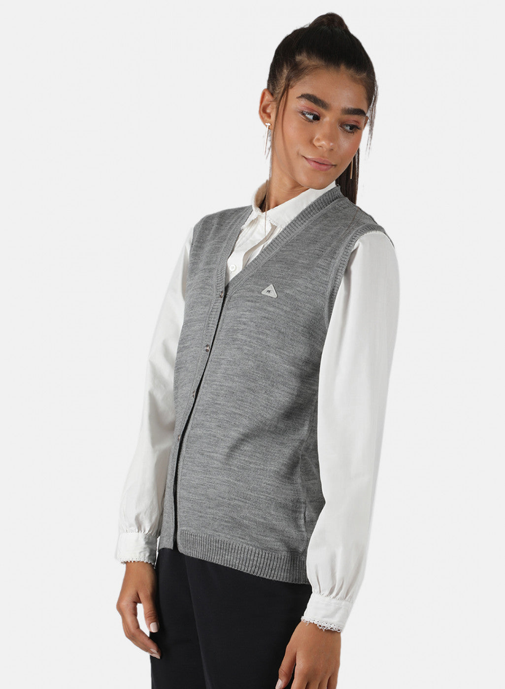 Women Grey Solid Cardigan