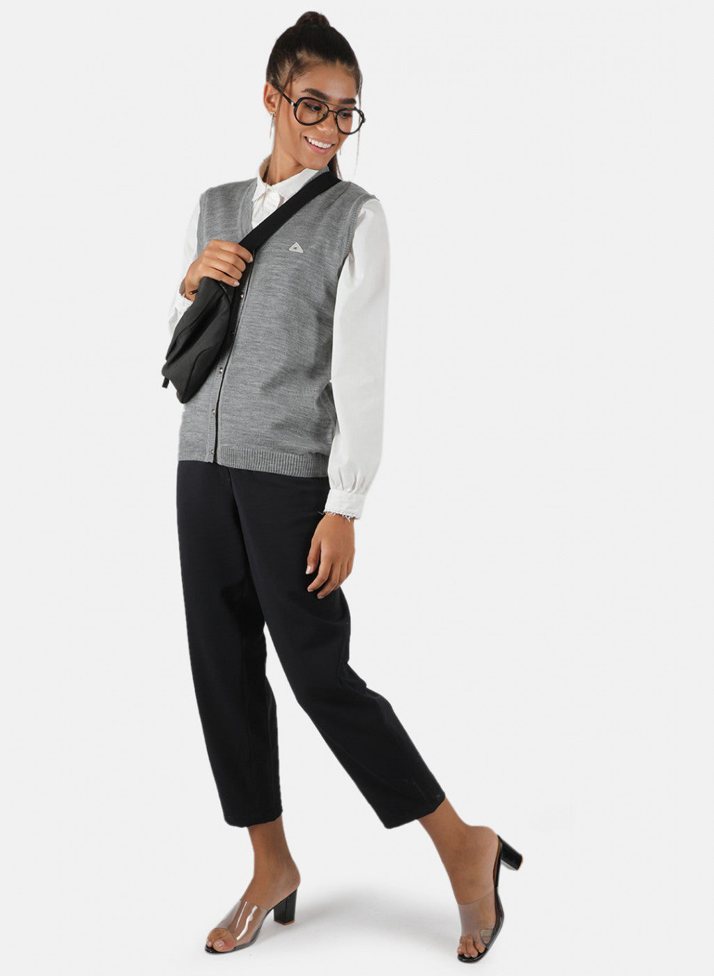 Women Grey Solid Cardigan