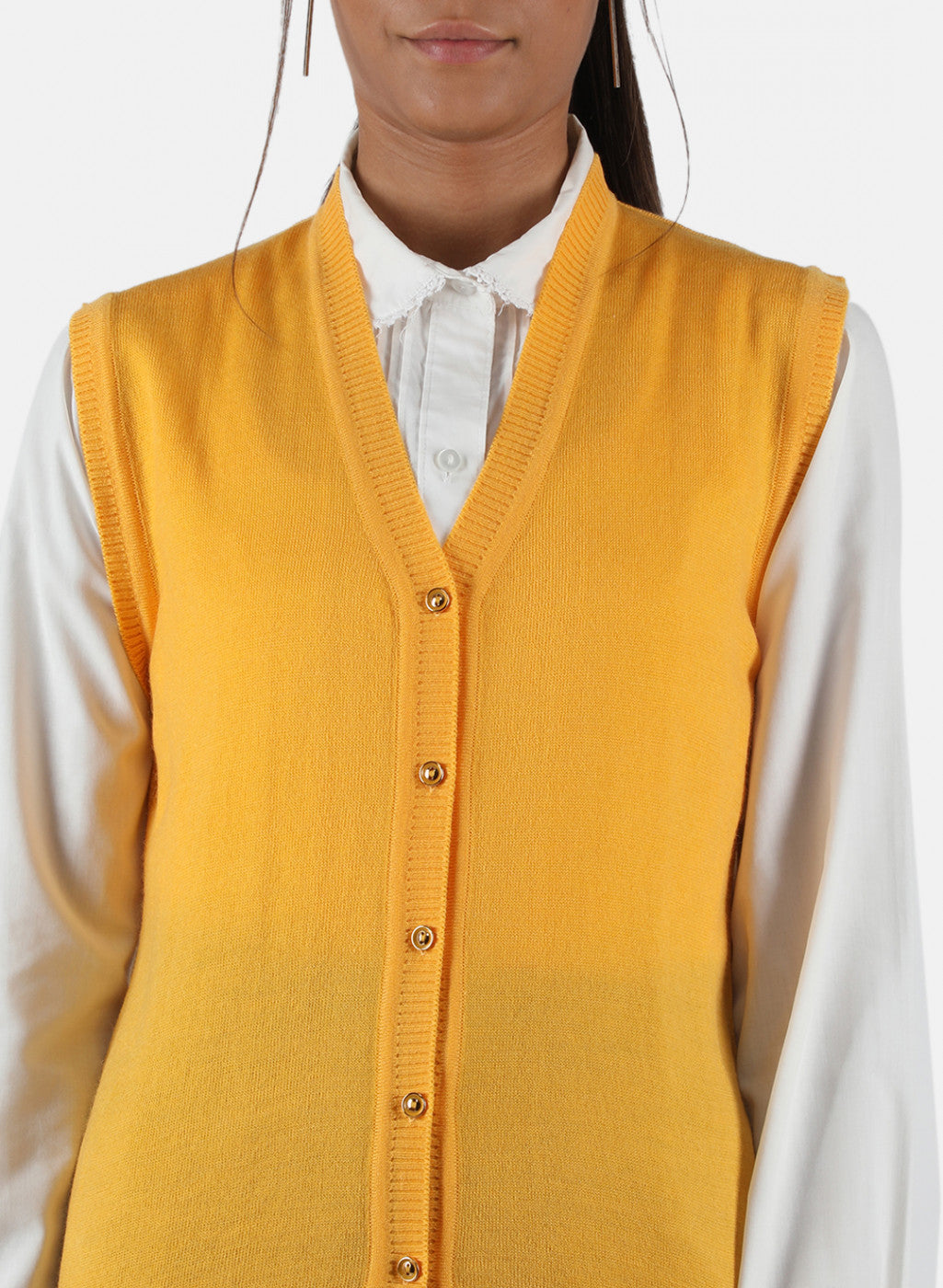 Women Yellow Solid Cardigan