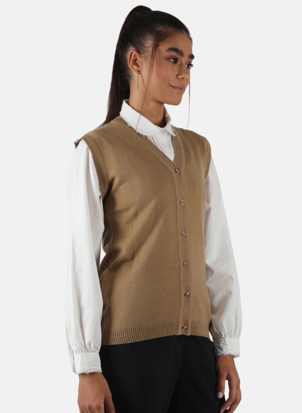 Women Brown Solid Cardigan