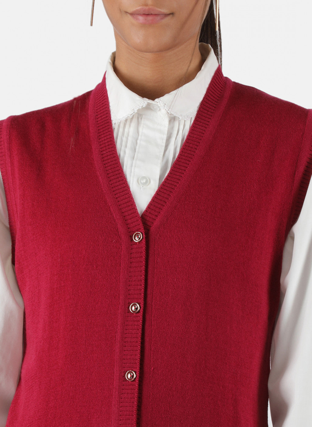 Women Dark Pink Solid Cardigan