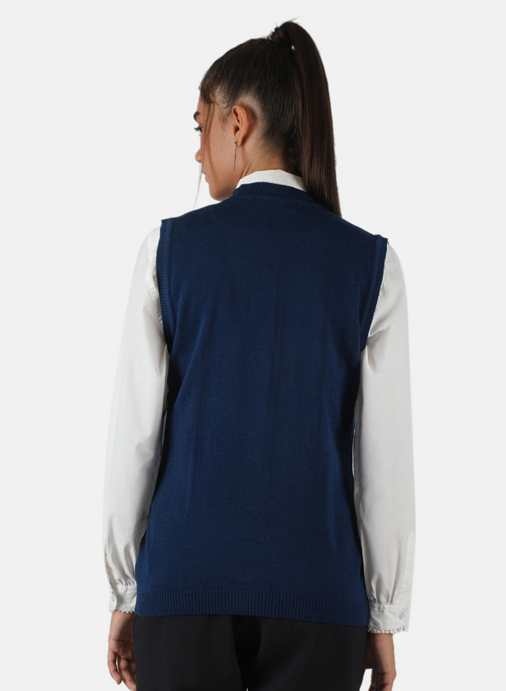 Women Blue Solid Cardigan