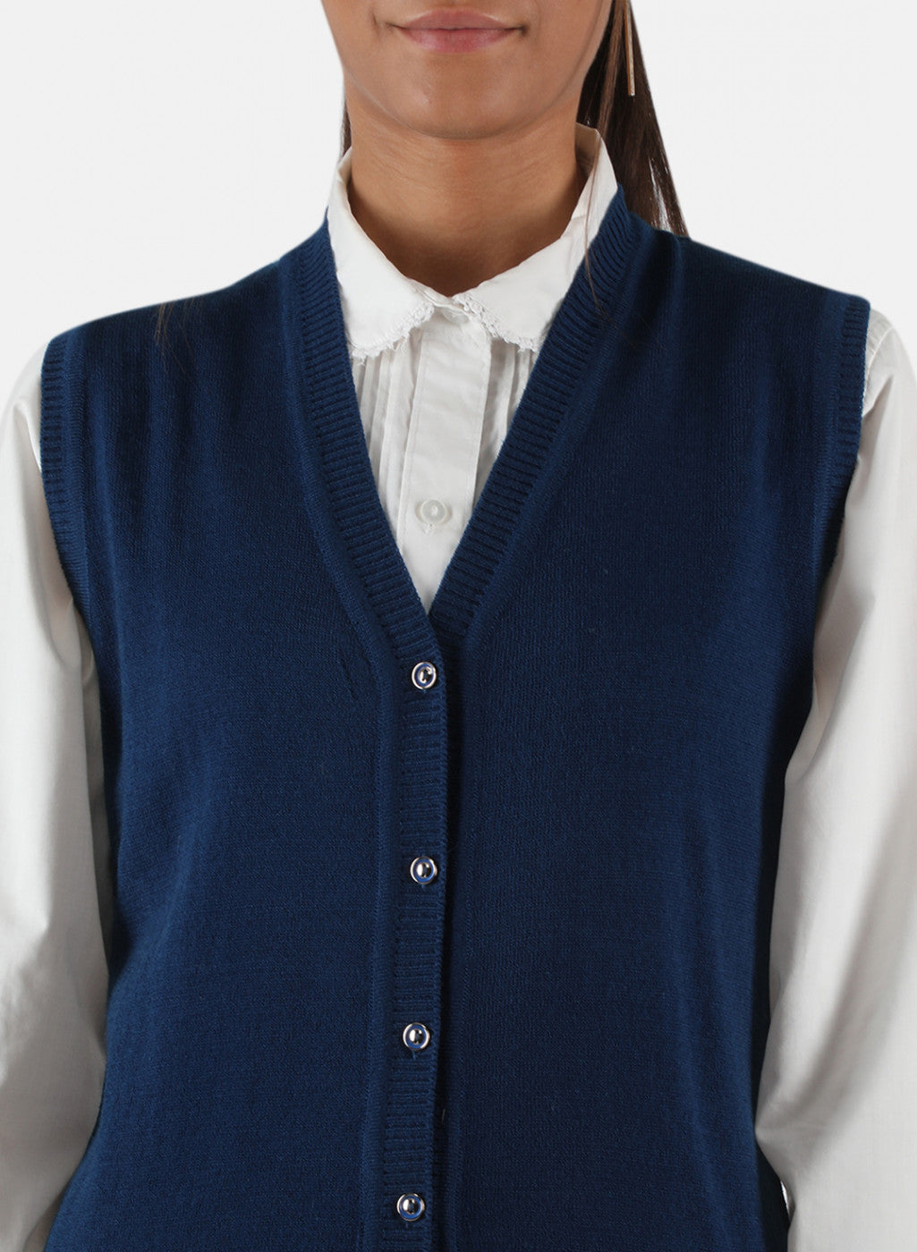 Women Blue Solid Cardigan