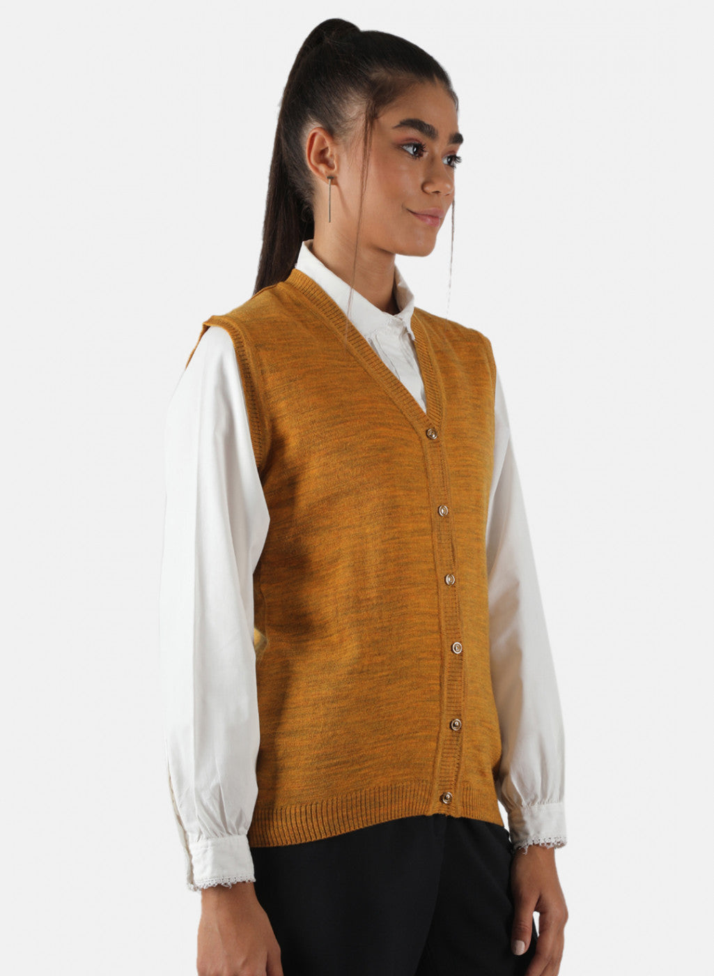 Women Yellow Solid Cardigan