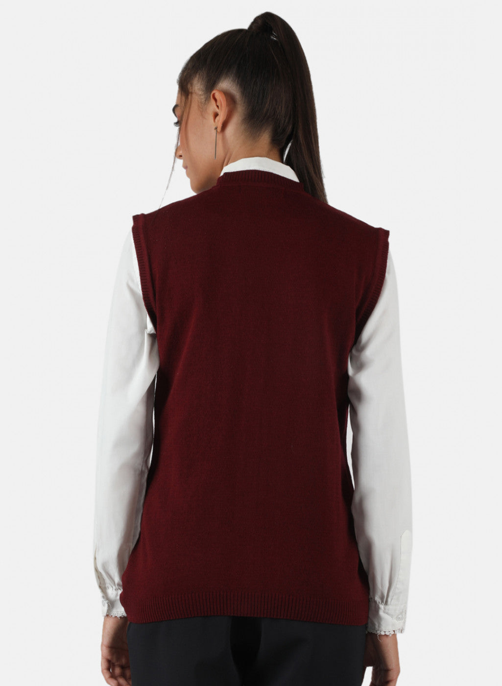 Women Burgundy Solid Cardigan