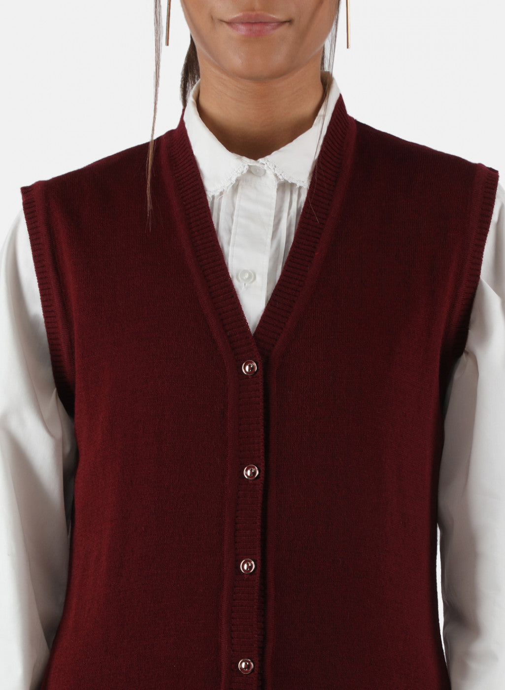 Women Burgundy Solid Cardigan