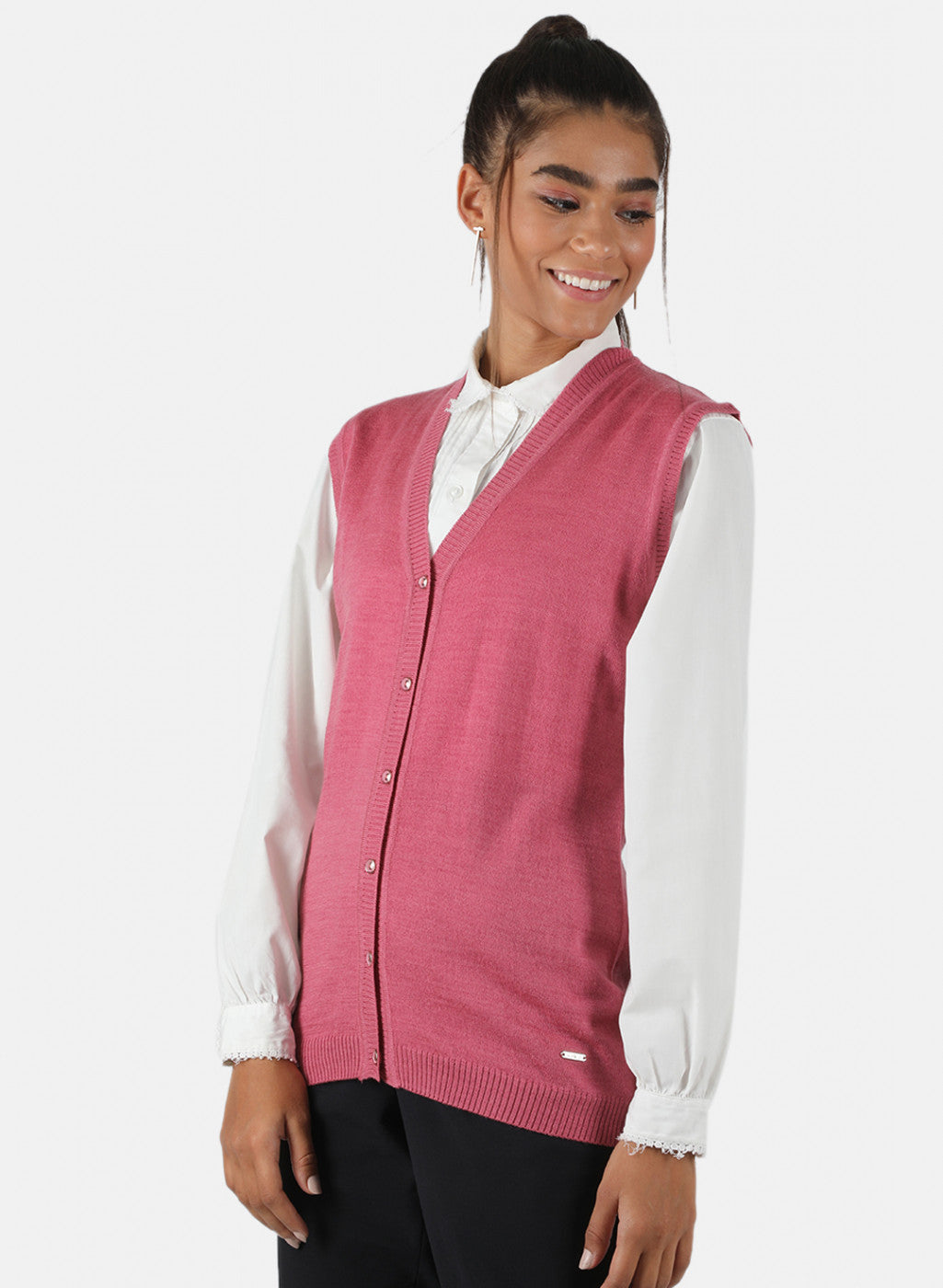 Pink hotsell sleeveless cardigan