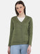 Women Olive Solid Cardigan