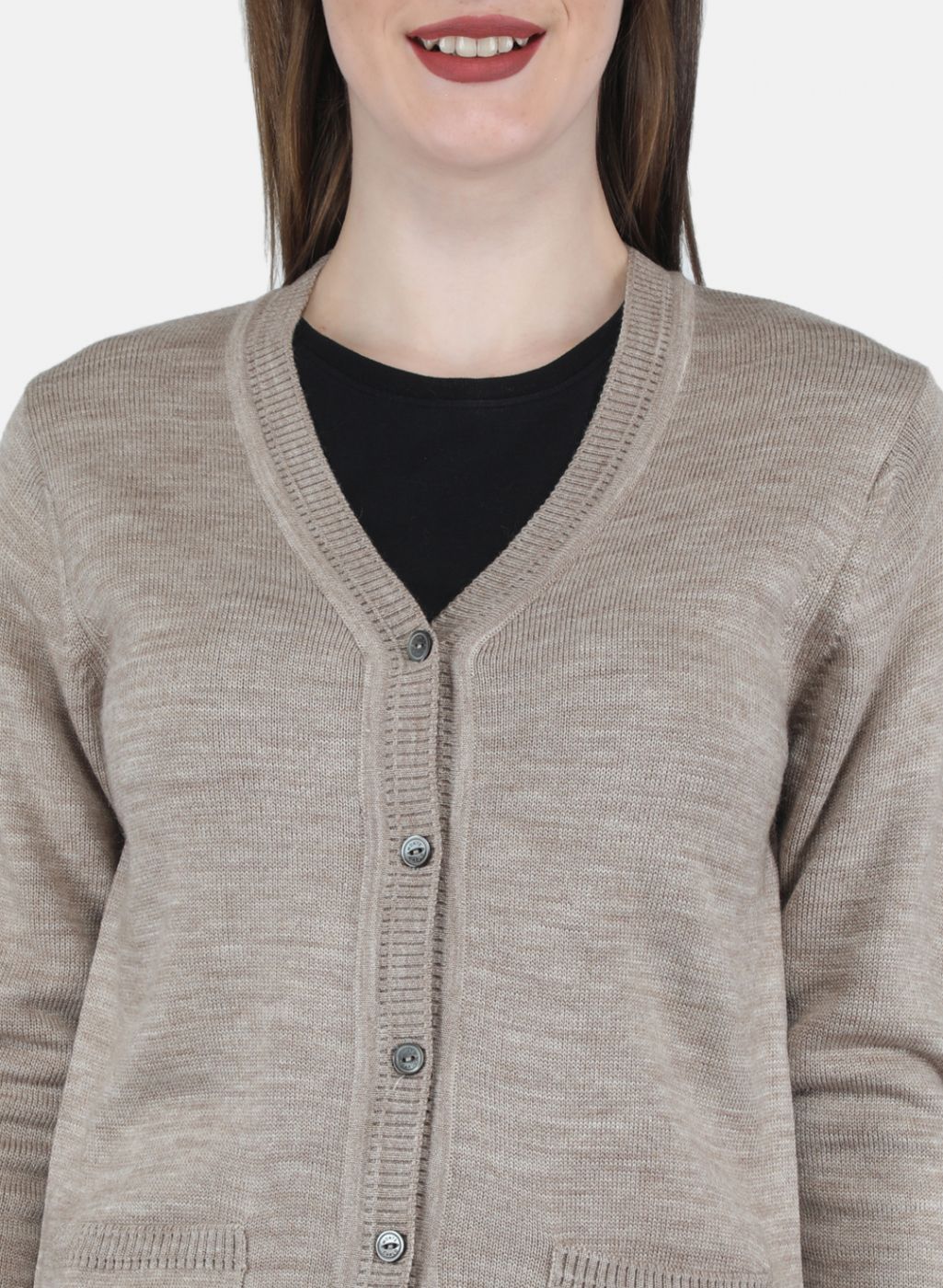 Women Beige Solid Cardigan