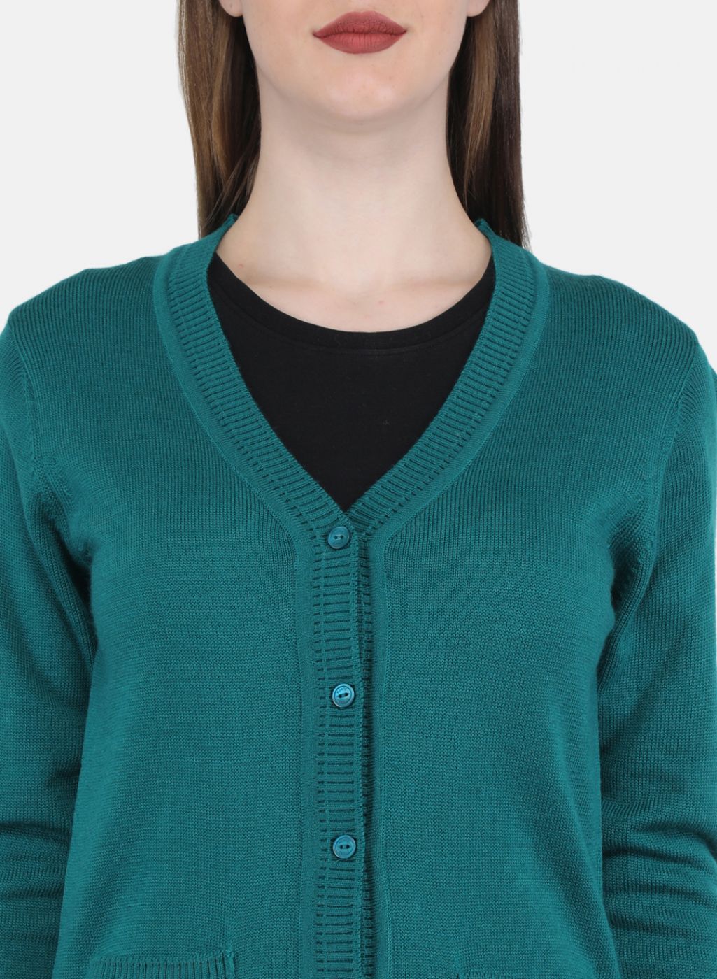 Women Green Solid Cardigan