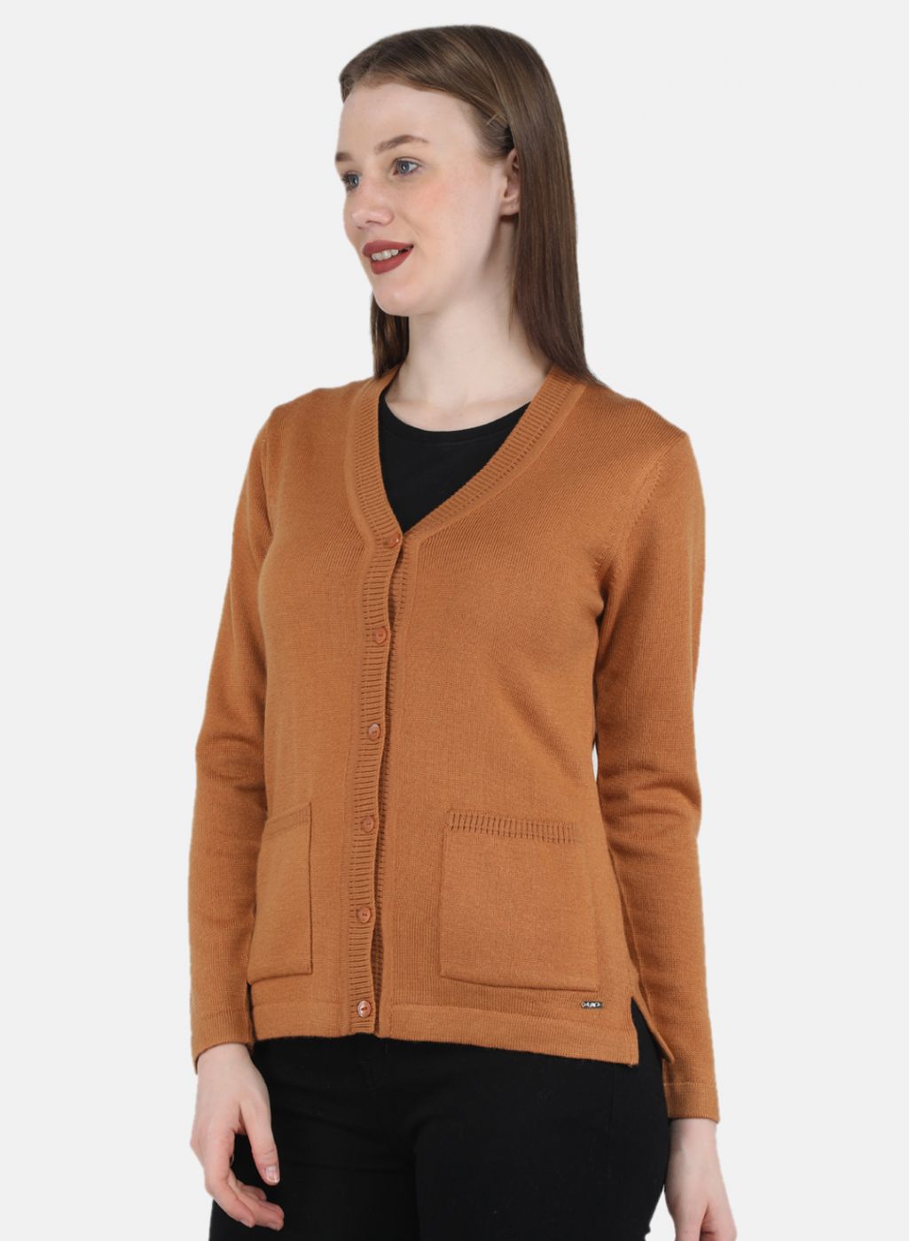 Women Orange Solid Cardigan