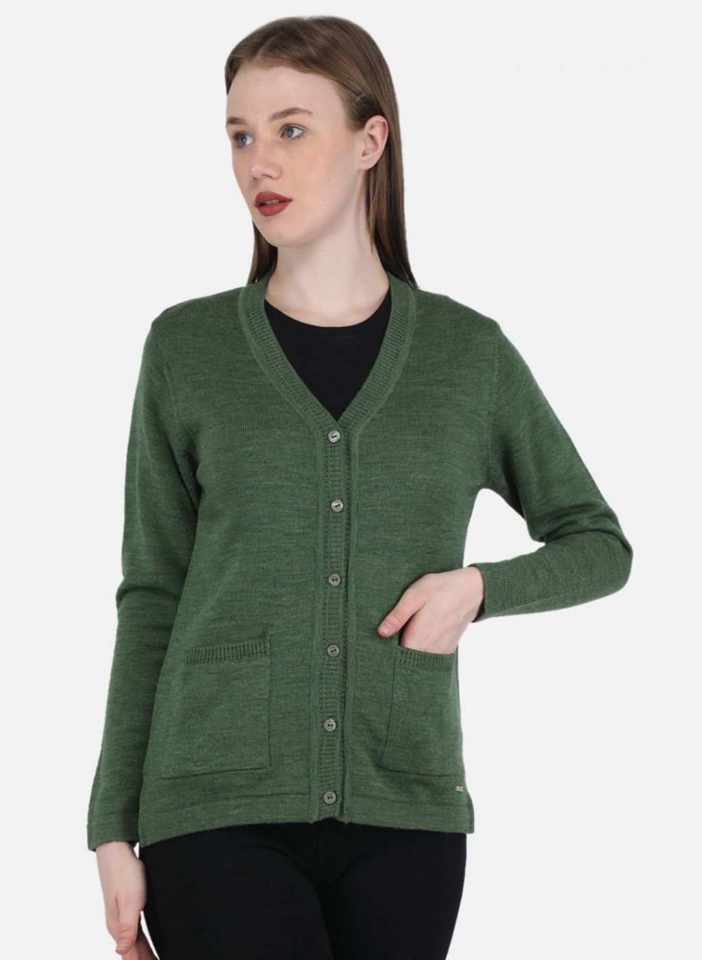 Women Olive Solid Cardigan