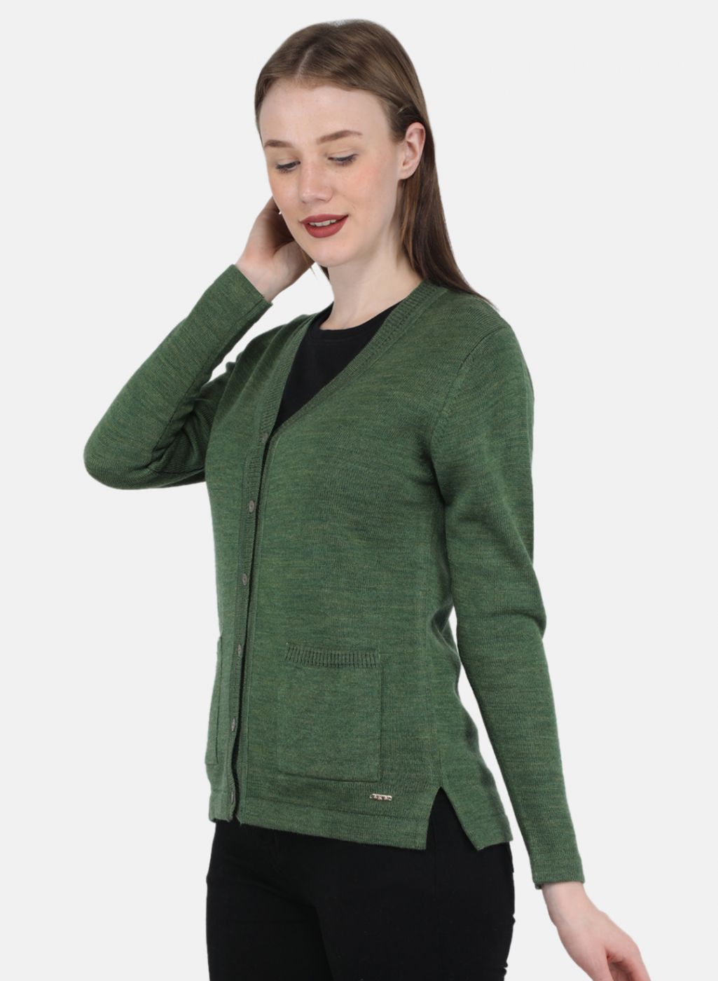 Women Olive Solid Cardigan