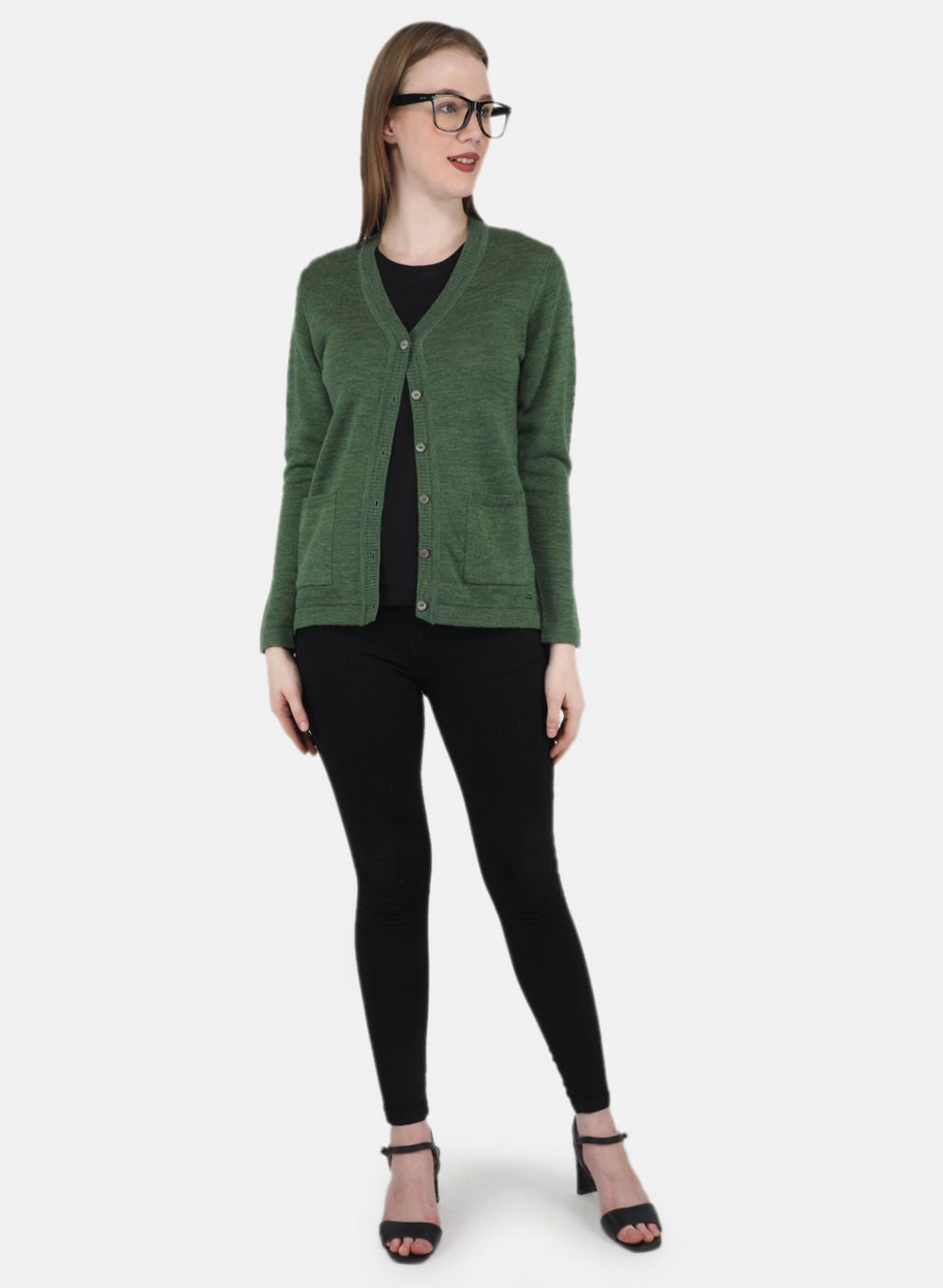 Women Olive Solid Cardigan