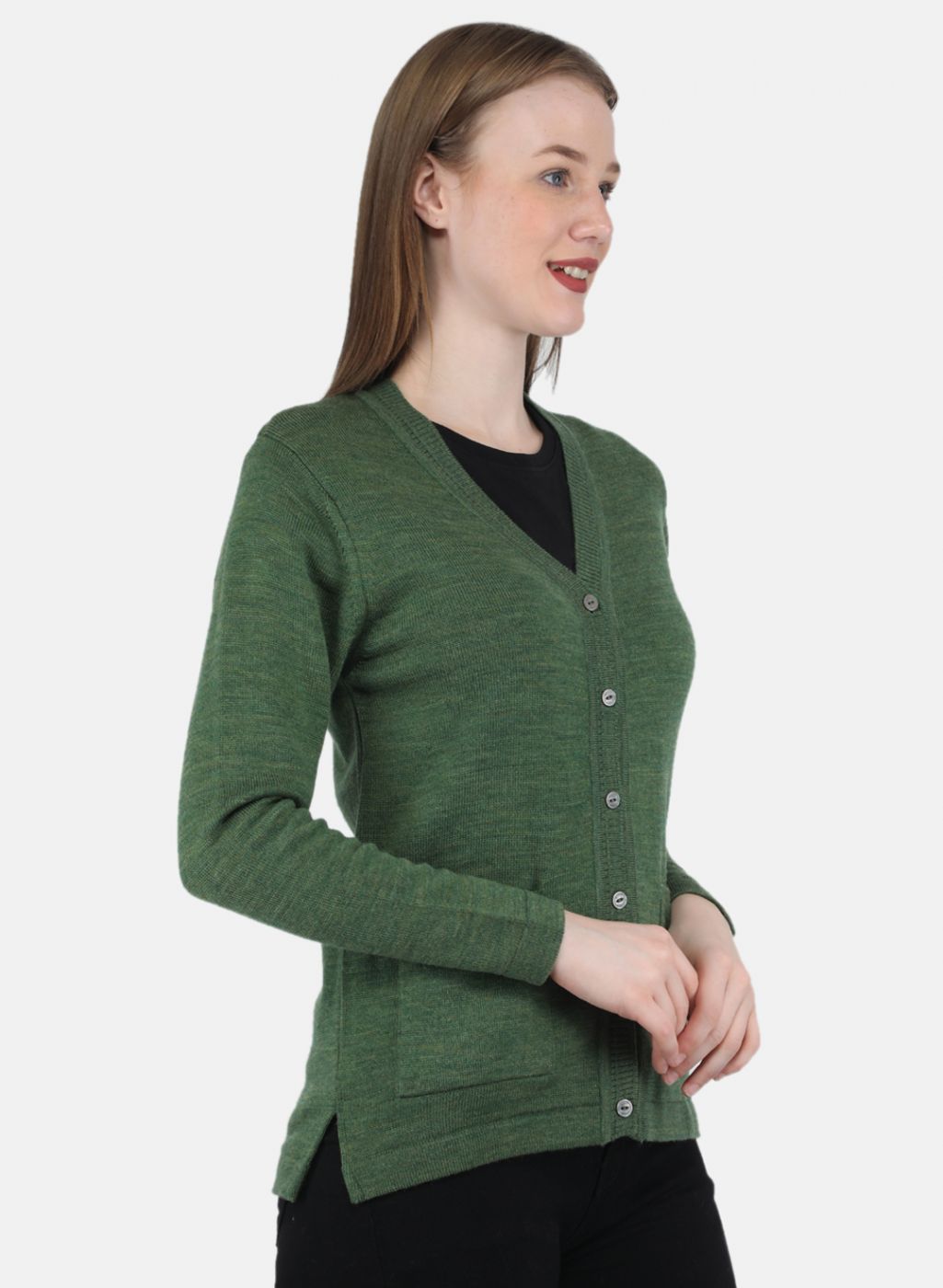 Women Olive Solid Cardigan