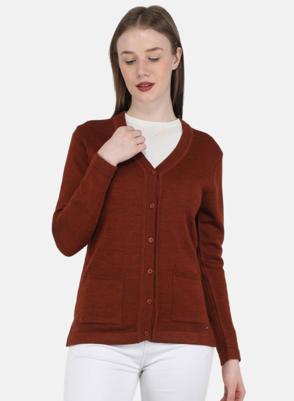 Women Brown Solid Cardigan