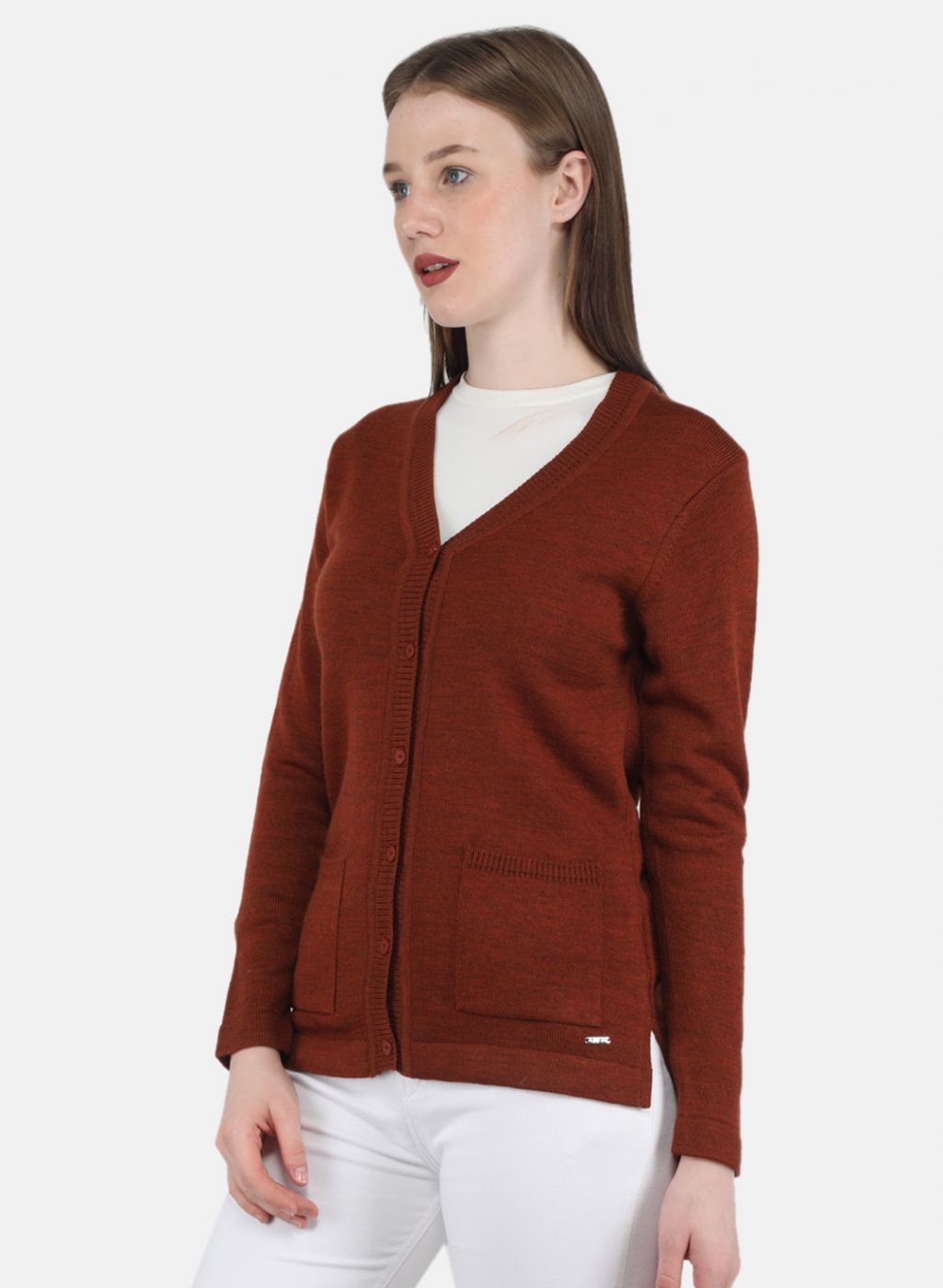 Women Brown Solid Cardigan