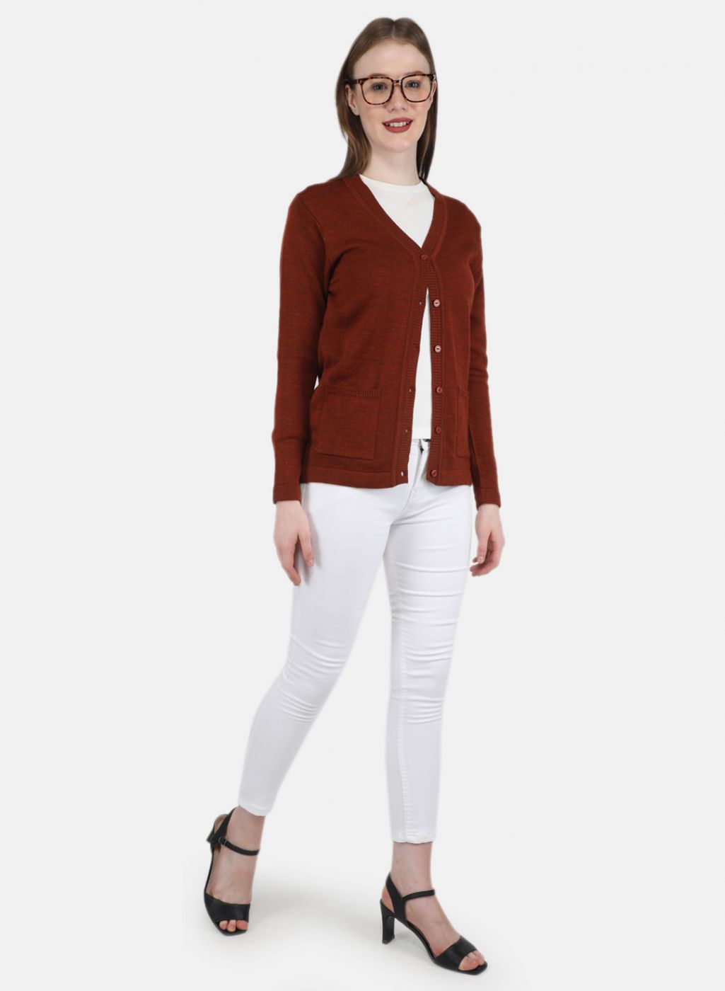 Women Brown Solid Cardigan