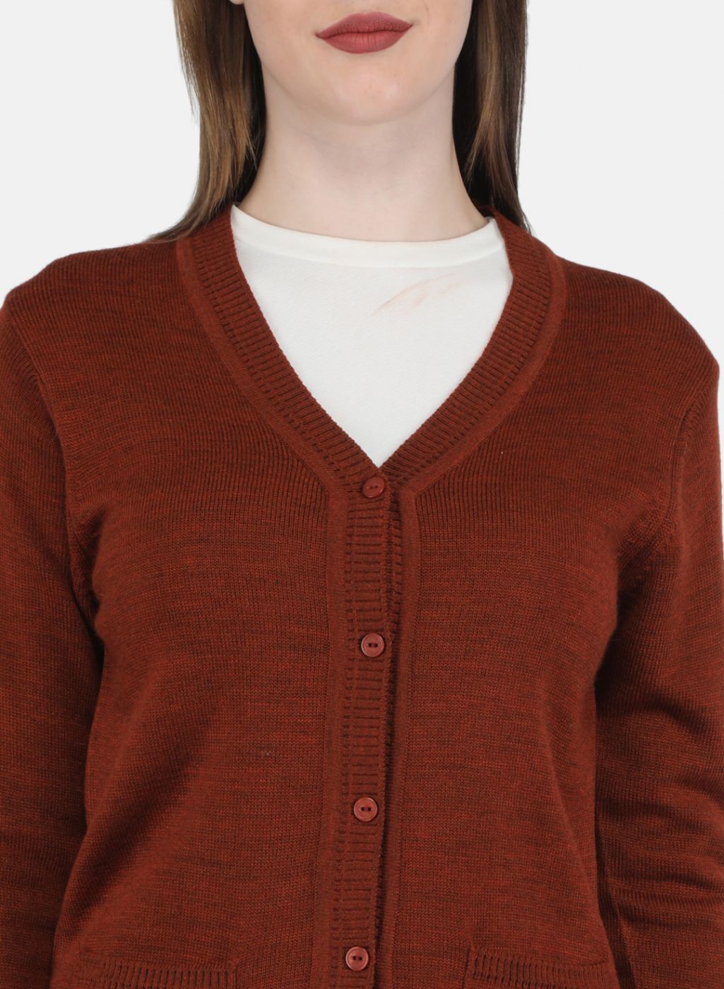 Women Brown Solid Cardigan