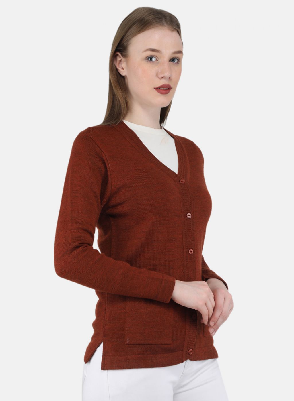 Women Brown Solid Cardigan