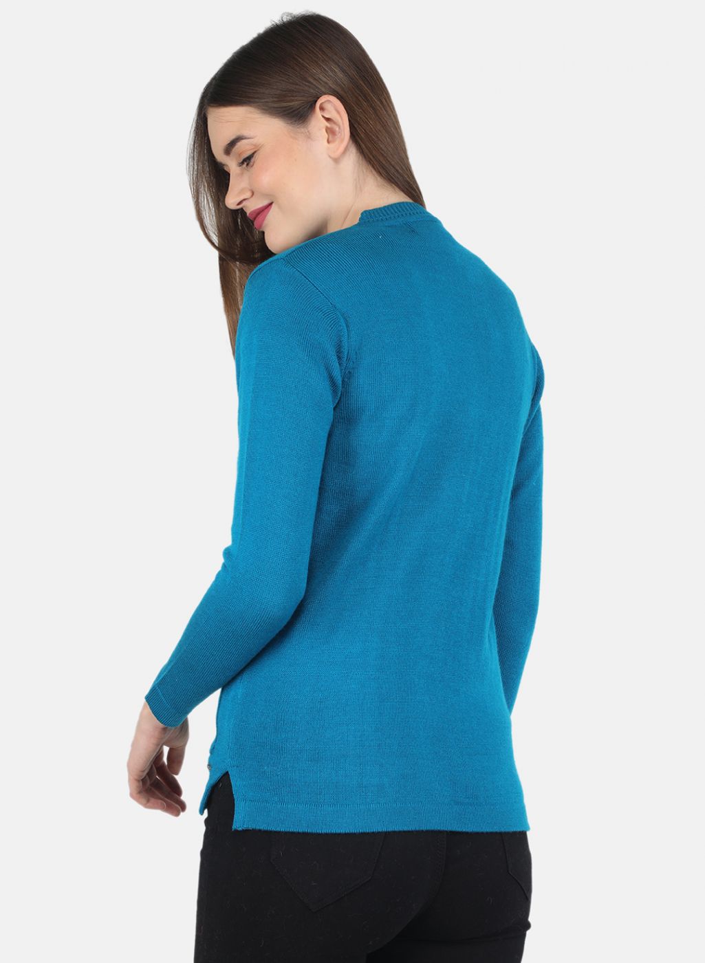 Women Blue Solid Cardigan