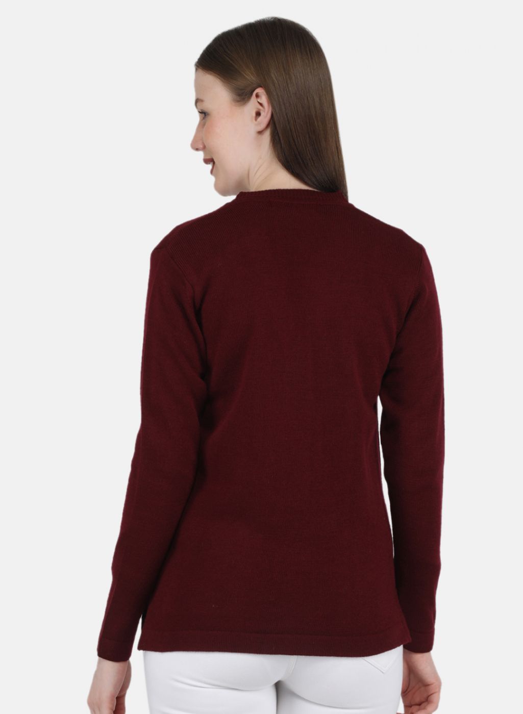 Women Maroon Solid Cardigan