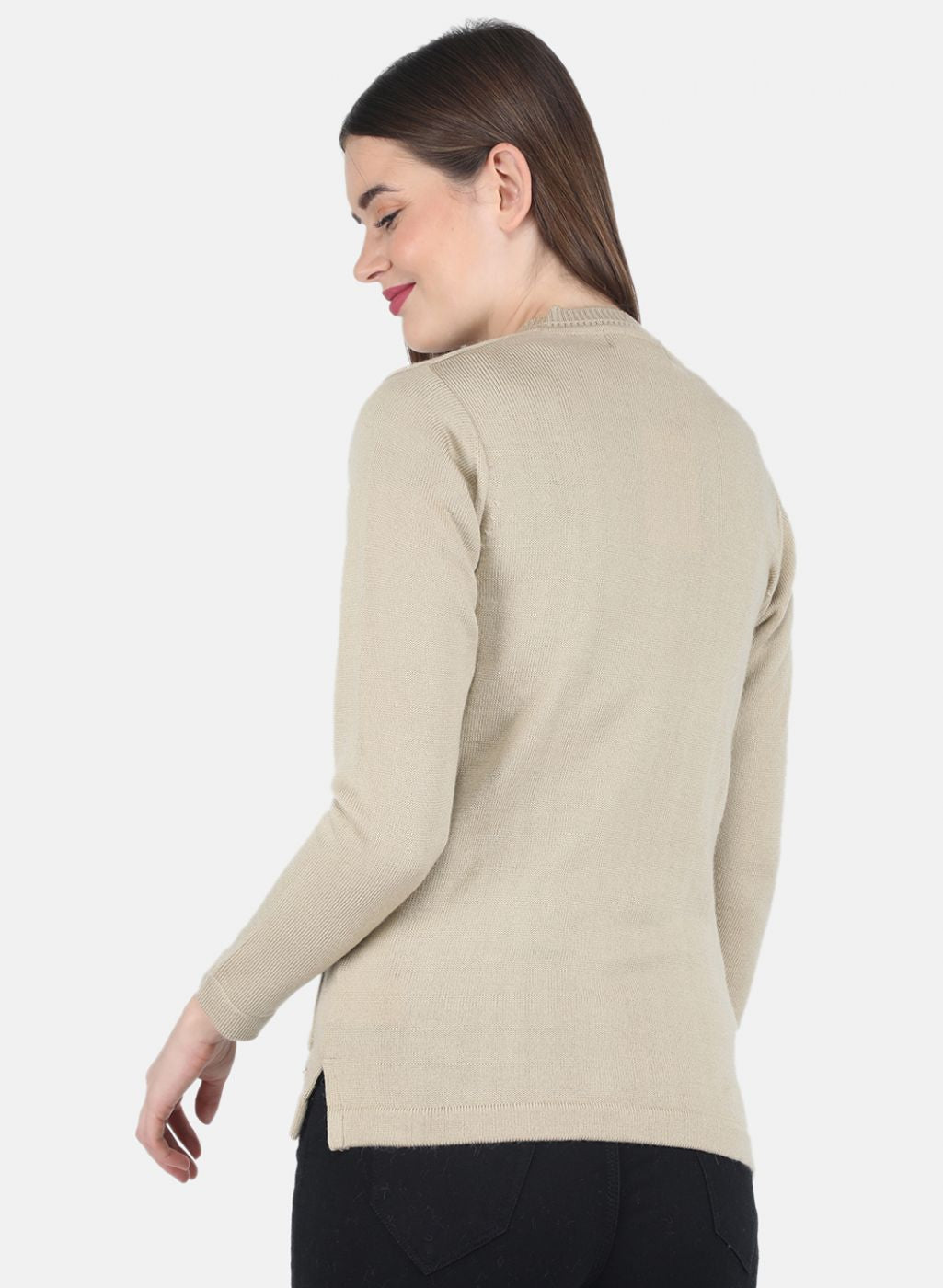 Women Beige Solid Cardigan