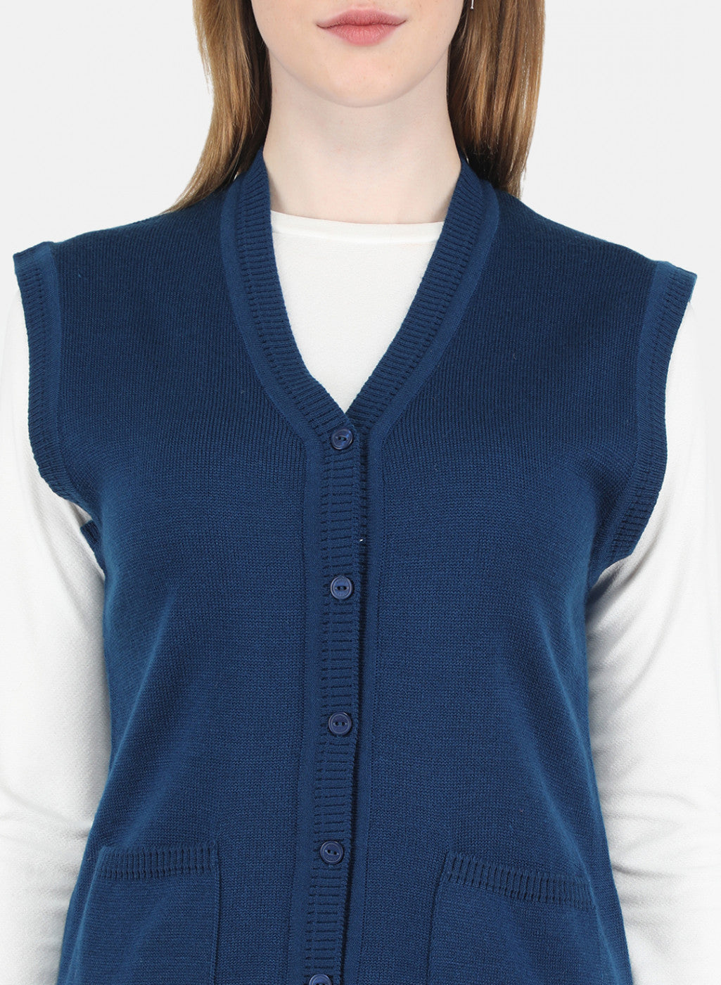 Women Blue Solid Cardigan