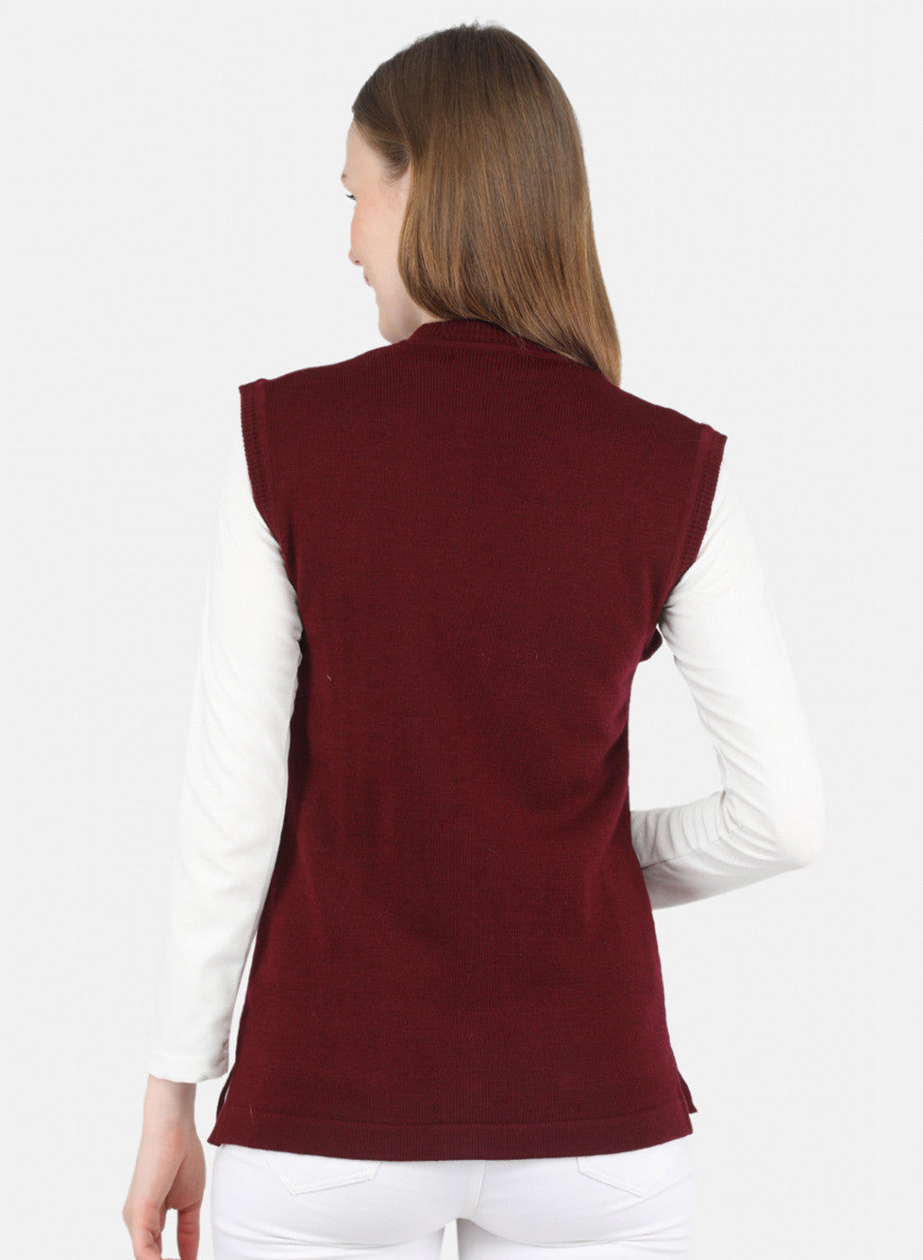 Women Maroon Solid Cardigan