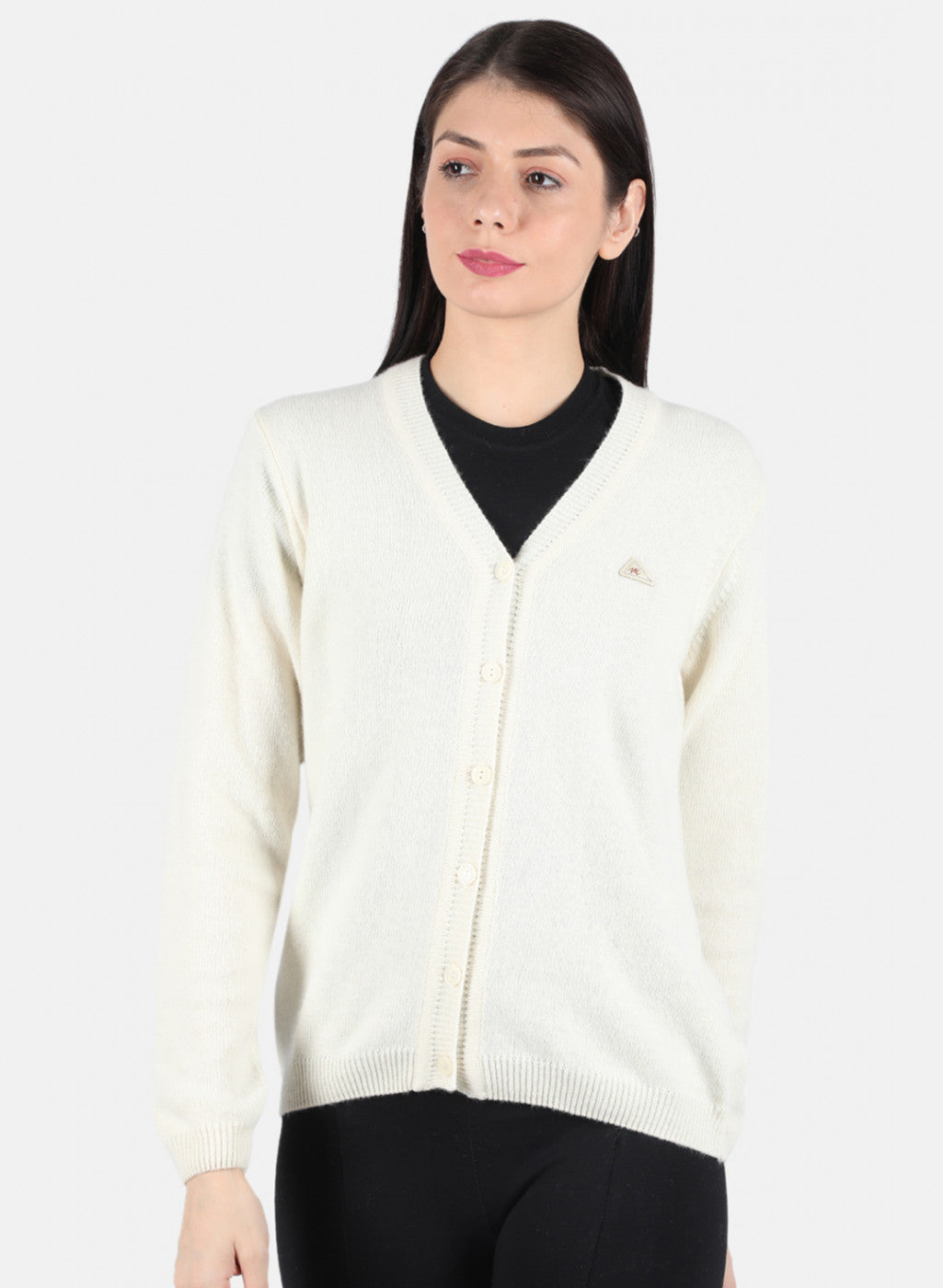 Women White Solid Cardigan