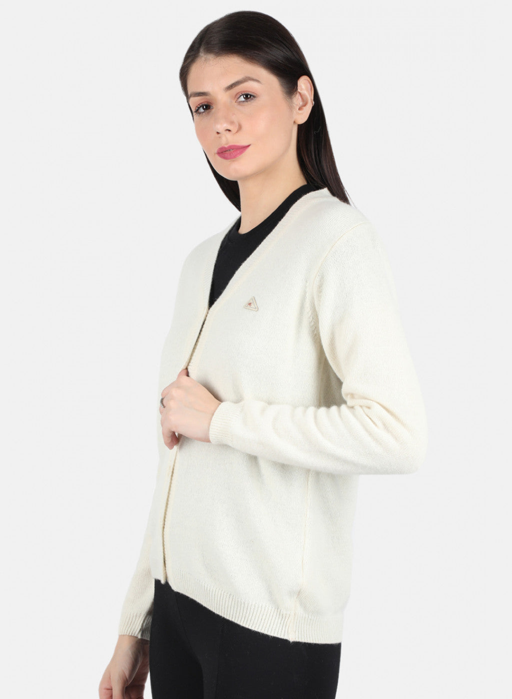 Women White Solid Cardigan