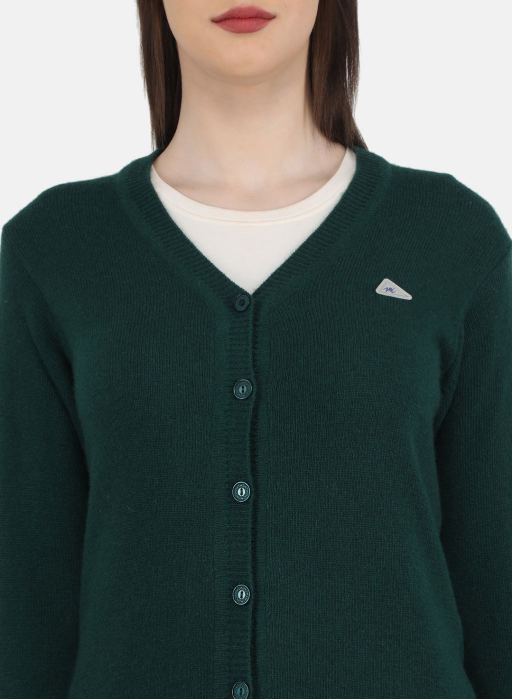 Women Green Solid Cardigan