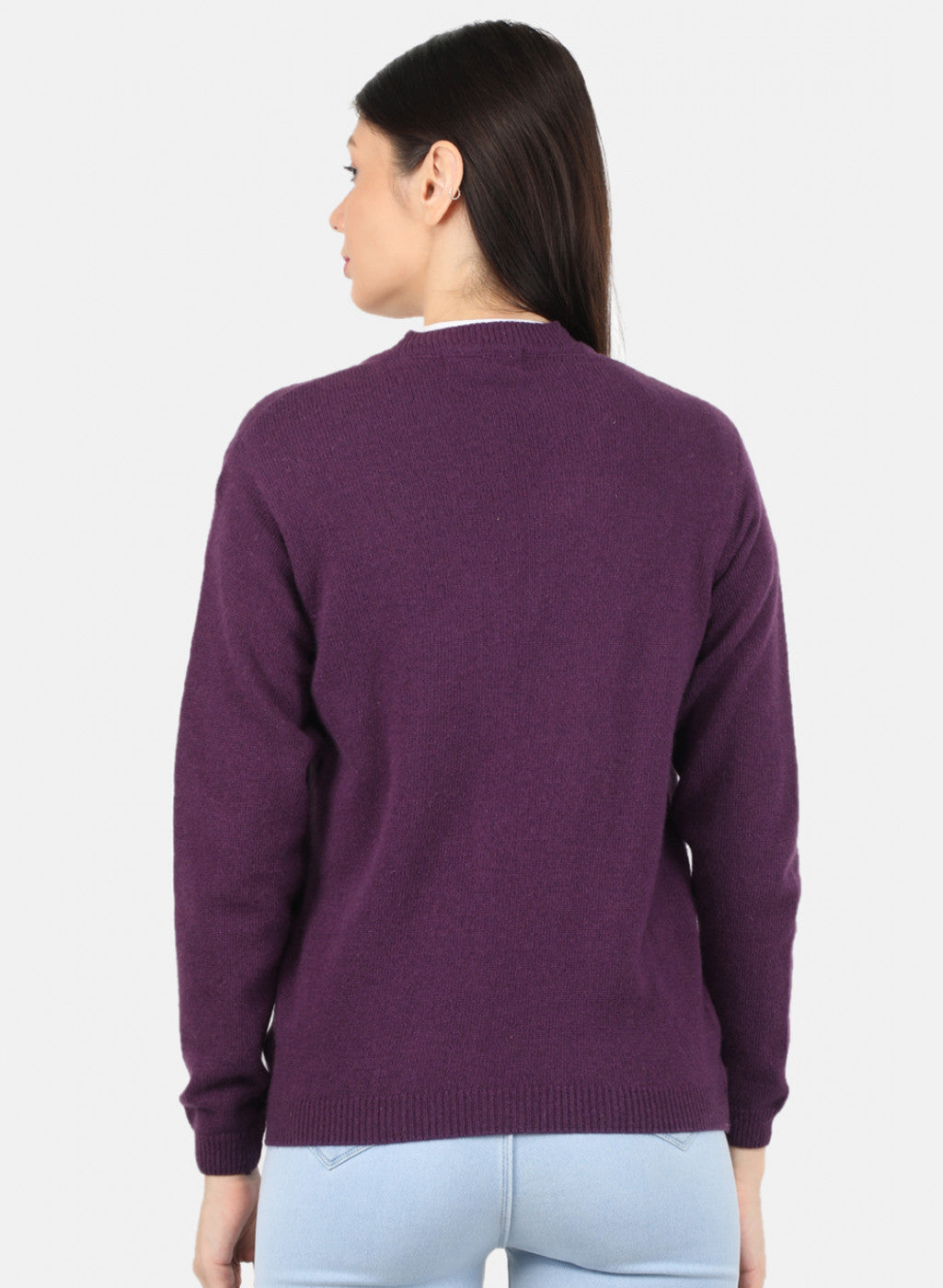 Women Purple Solid Cardigan