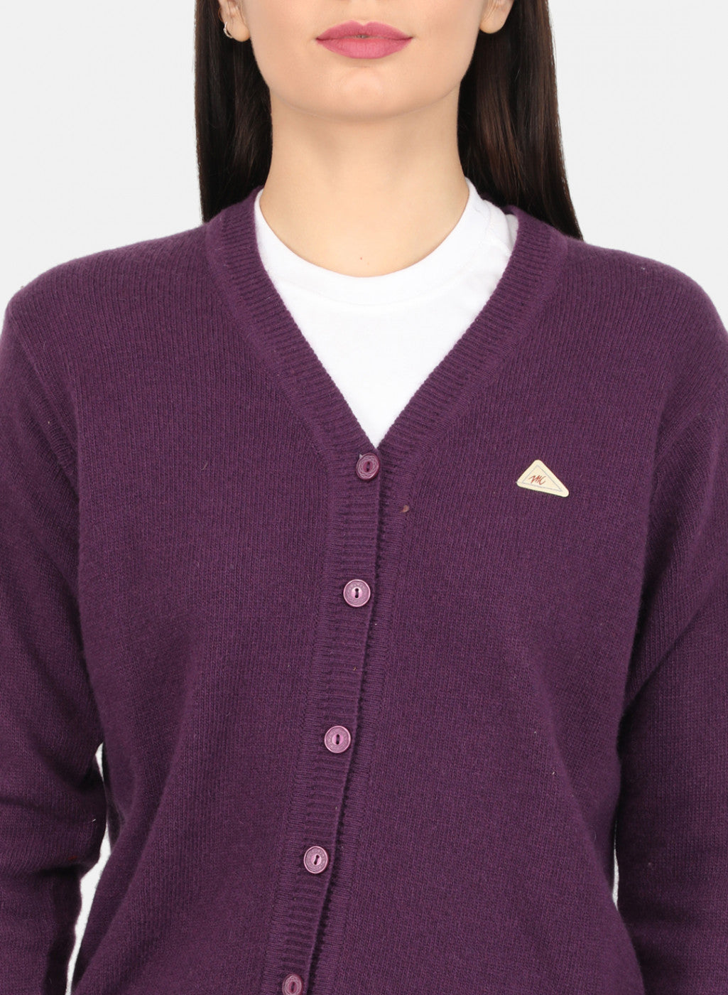 Women Purple Solid Cardigan