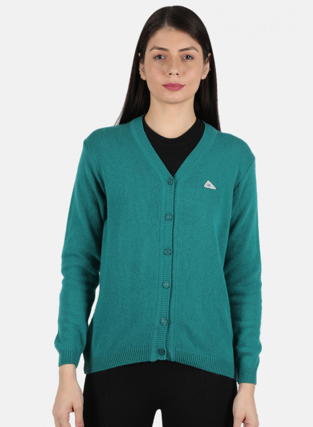 Women Sea Green Solid Cardigan