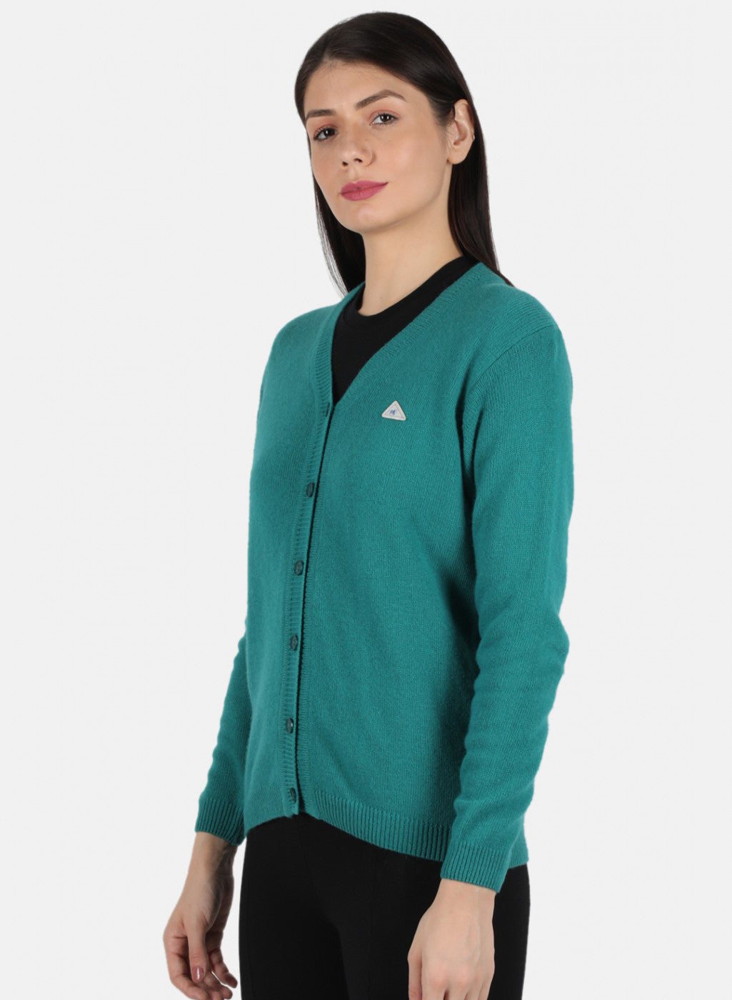 Women Sea Green Solid Cardigan