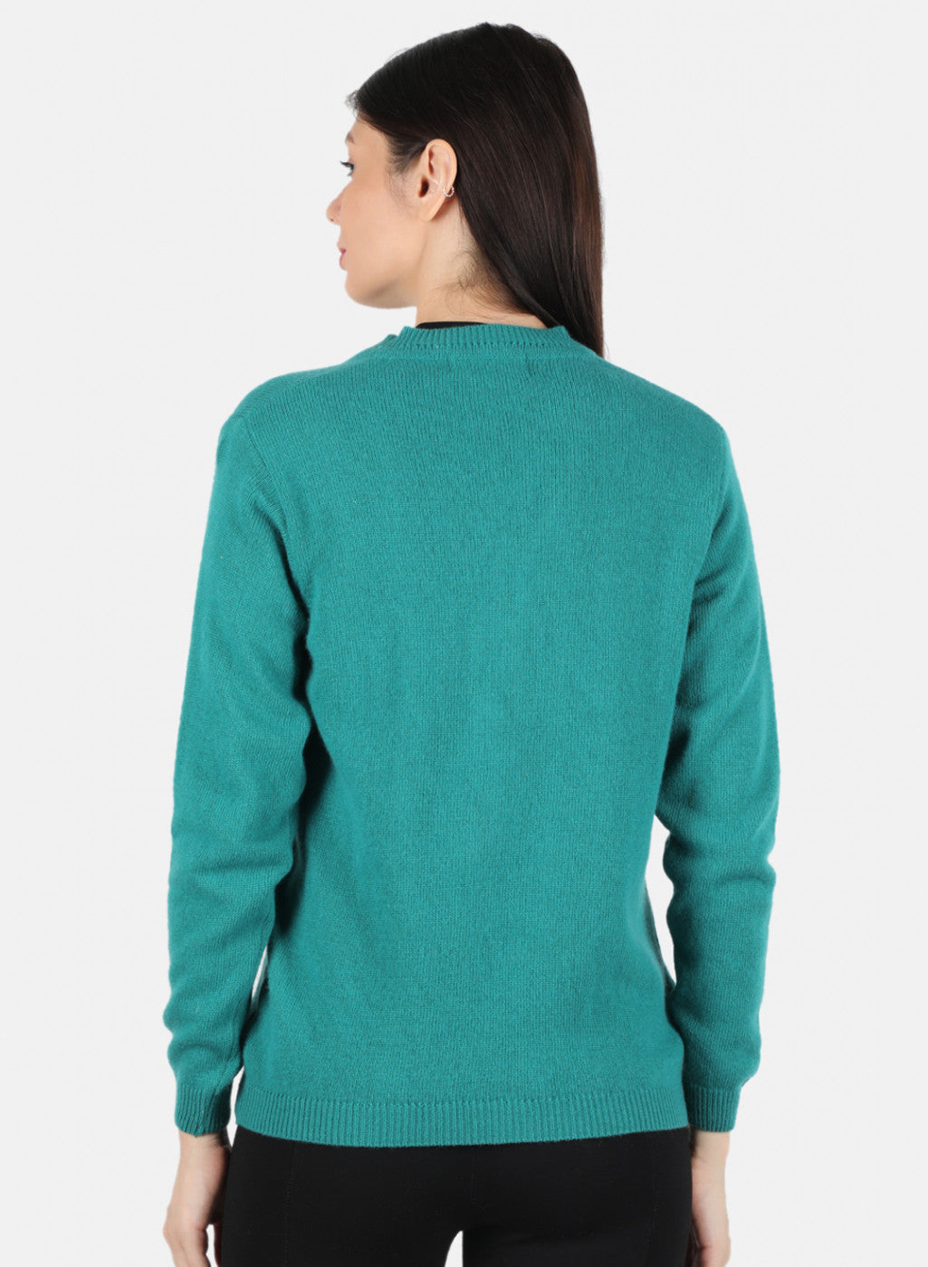 Women Sea Green Solid Cardigan