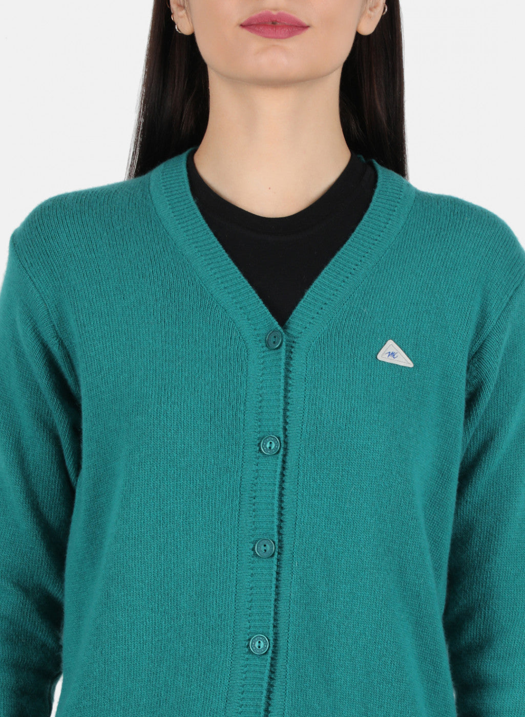 Women Sea Green Solid Cardigan