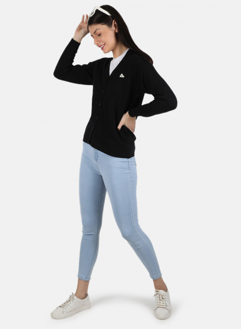 Women Black Solid Cardigan